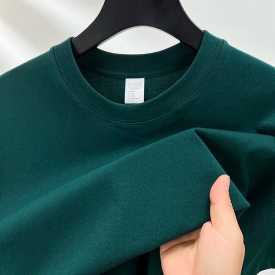 100% pure cotton summer high-end brand men's short sleeve round neck fashionable style half sleeved top breathable T-shirt - Tasawoq