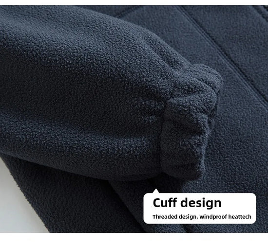 Winter Warm Fleece Jacket Men's Climbing Double Thickened Pocket Jacket Outdoor High Collar Windproof Ski Sweatshirt Coat Men - Tasawoq