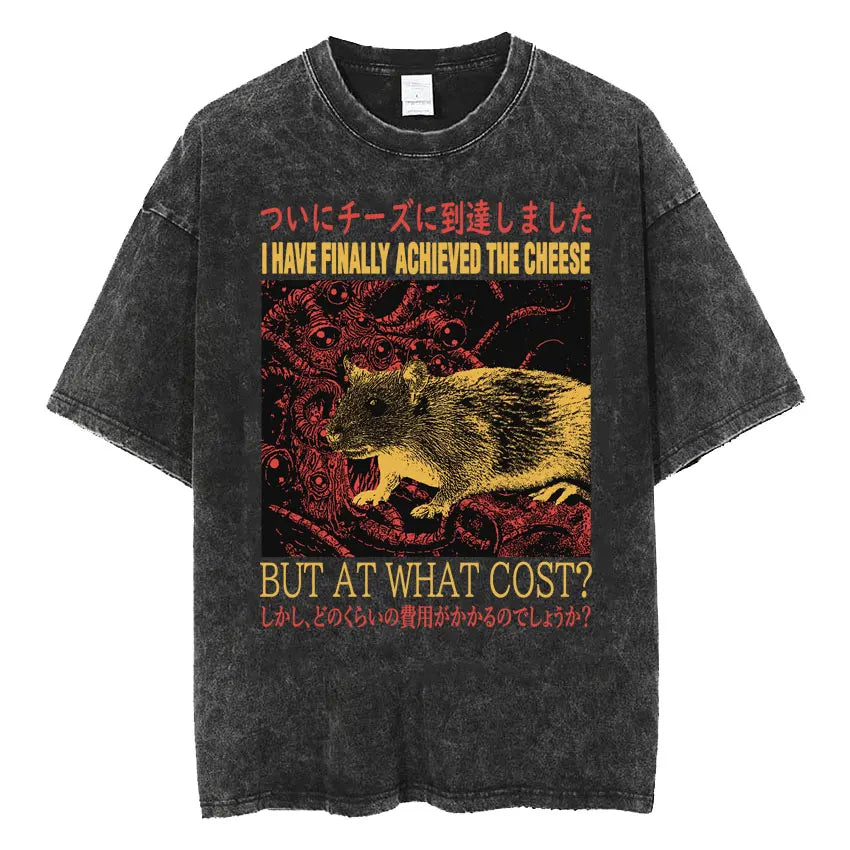 The Horrors Are Never Ending Yet I Remain Silly T-shirt Funny Japanese Style Frog Retro Washed T Shirt Men's Oversized Tees Tops - Tasawoq