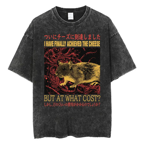 The Horrors Are Never Ending Yet I Remain Silly T-shirt Funny Japanese Style Frog Retro Washed T Shirt Men's Oversized Tees Tops - Tasawoq