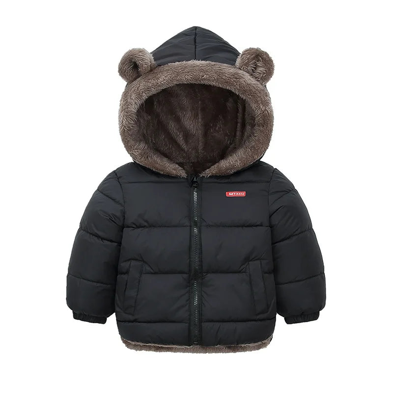 Baby Boys Girls Jacket Hooded Cotton Outerwear Children's Thick Fleece Coat Cashmere Padded Jackets Winter Boys Girls Warm Coats - Tasawoq