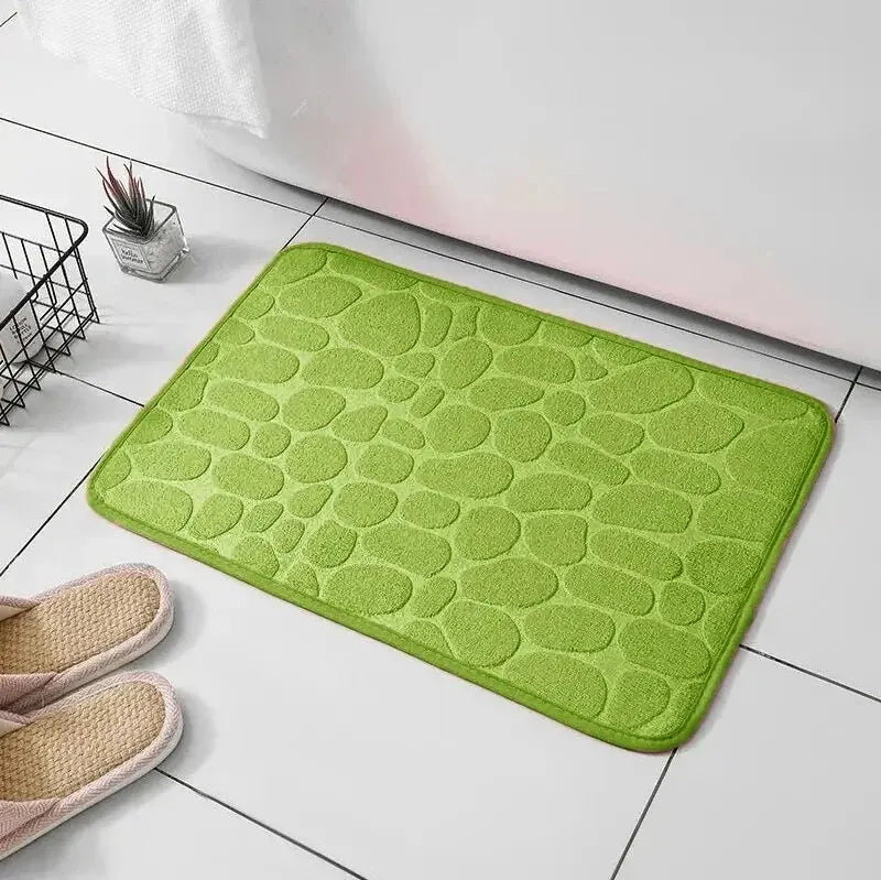 1pc embossed fiber carpet, bathroom living room anti slip mat, pebble floor mat, household items - Tasawoq