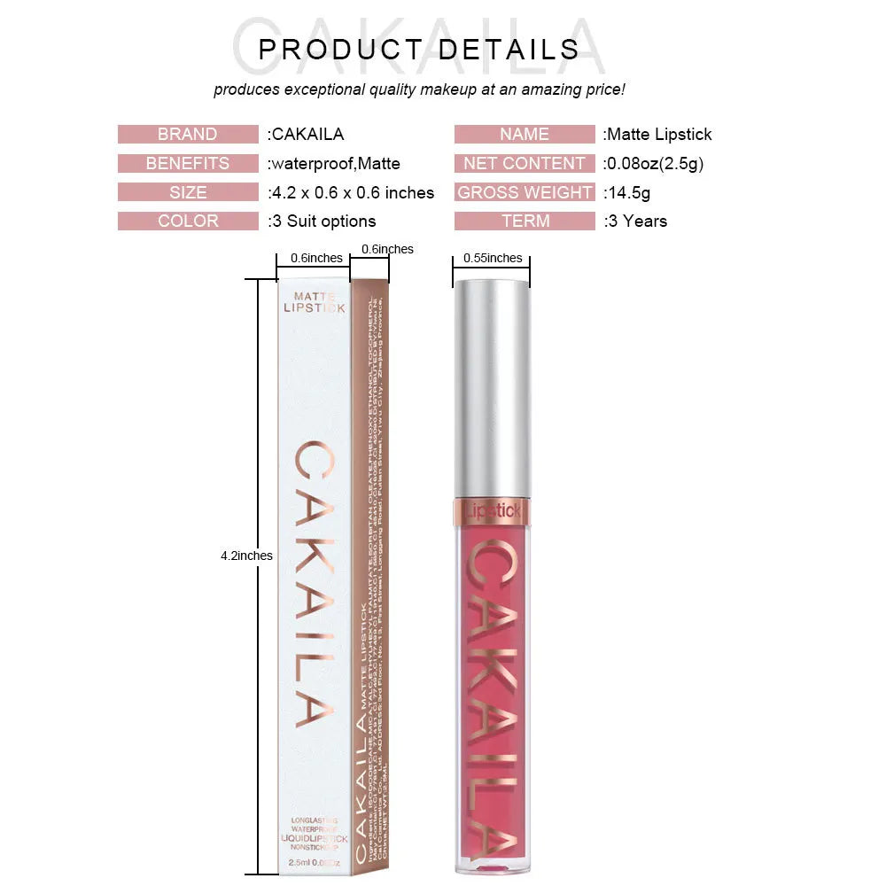 1PC Velvet Matte Lipstick Lip Gloss Light Red Liquid Lip Tint Cream Pigment Long Lasting Silky Texture Lips Women's Cosmetics - Tasawoq