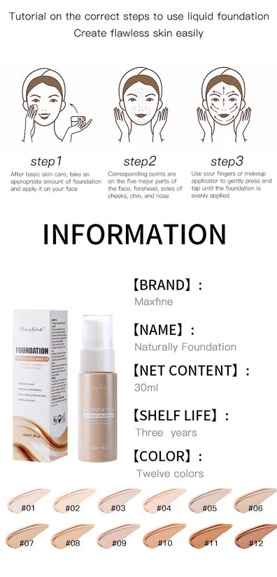 12-color liquid foundation, unparalleled wrinkle relieving and full coverage of high-definition liquid foundation, has a nourish - Tasawoq