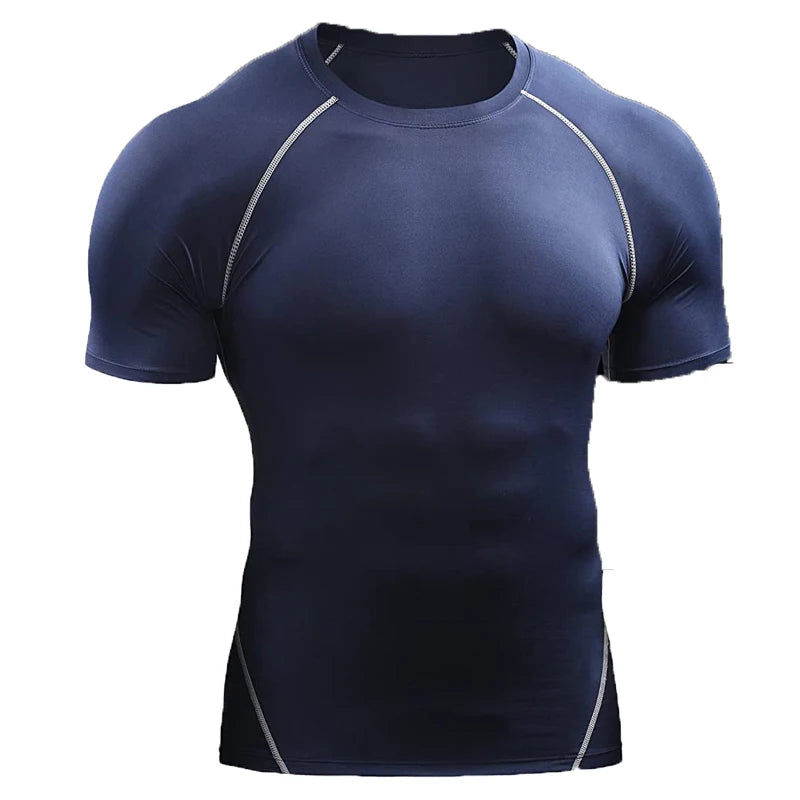 2024 Compression T Shirt Men Summer Sportswear Running T-shirt Elastic Quick Dry Sport Tops Tee Athletic Gym Workout Shirts Men - Tasawoq