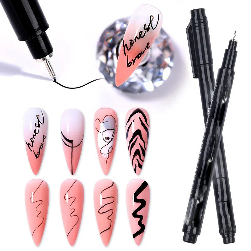 Nail Art Paintbrush With Ultra-fine Drawing Lines Edges Quick Drying Waterproof Acrylic Marker Pen Graffiti Pen - Tasawoq