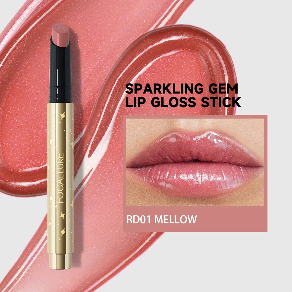 FOCALLURE Pearlescent Lip Glosses Stick Moisturizing Long Lasting Sexy Sparkling Lip Balms Shimmer Lipstick Pen Makeup Cosmetics - Tasawoq