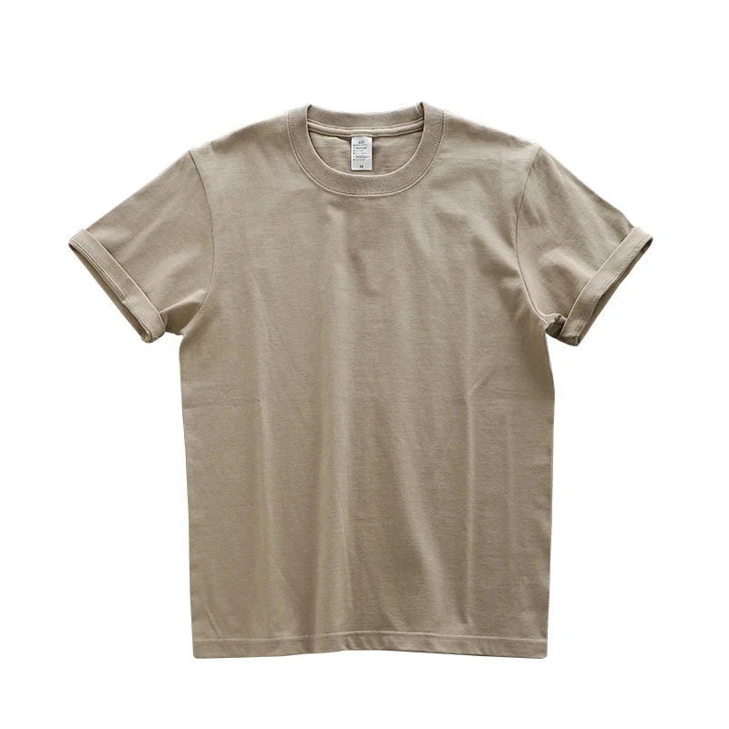 Dukeen 280gsm Oversized Heavy T-Shirt for Men Summer Short Sleeve Tee Cotton Solid Color Top Casual T Shirts One Piece - Tasawoq