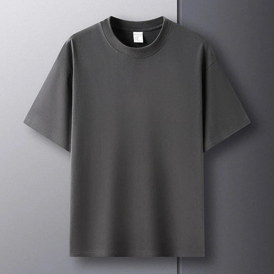 100% pure cotton summer high-end brand men's short sleeve round neck fashionable style half sleeved top breathable T-shirt - Tasawoq