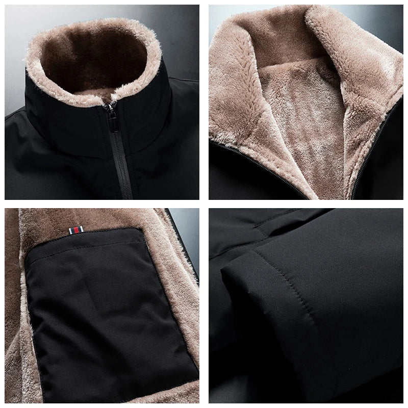 Men 2024 Winter Windproof Warm Thick Fleece Jacket Men Fashion Casual Coat Men Autumn Brand Outwear Outdoor Classic Jacket Men - Tasawoq