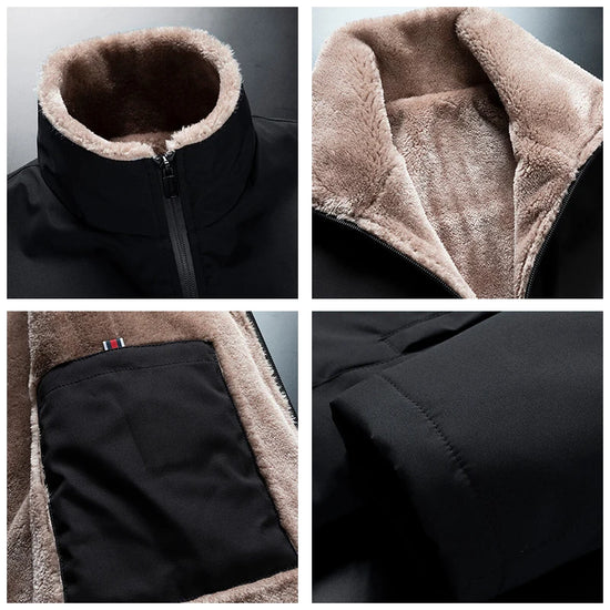 Men 2024 Winter Windproof Warm Thick Fleece Jacket Men Fashion Casual Coat Men Autumn Brand Outwear Outdoor Classic Jacket Men - Tasawoq