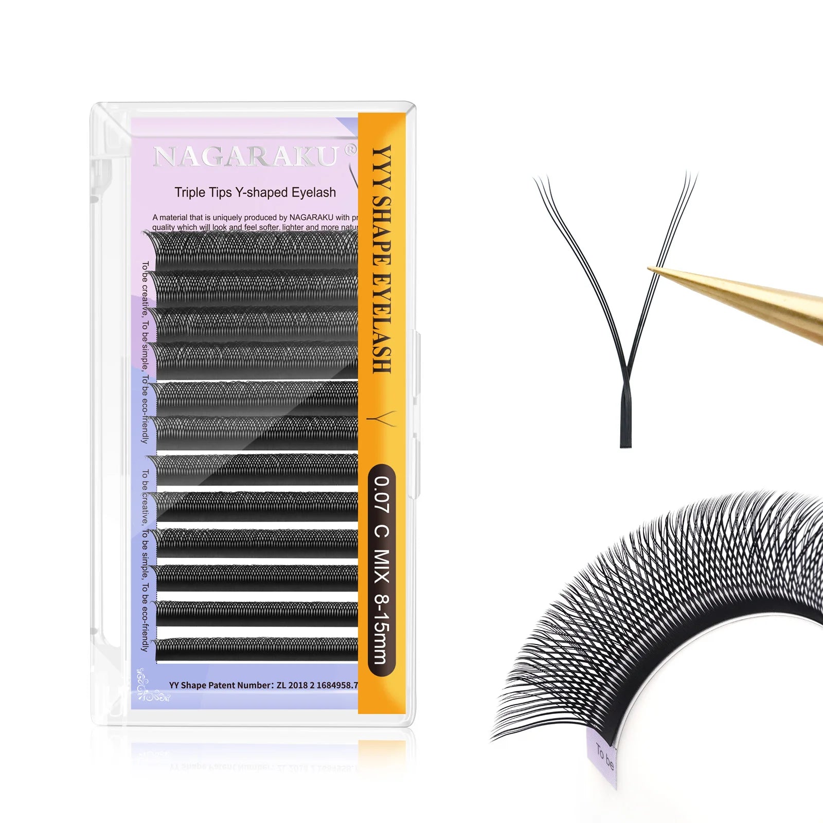 NAGARAKU YY Shape Double/Three Split Tips Triple Top Interlaced Root Eyelash Extensions Eyelashes - Tasawoq