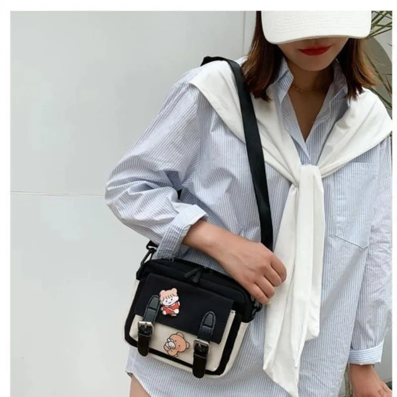 Korean Style Canvas Shoulder Bag For Women New Fashion Female Crossbody - Tasawoq