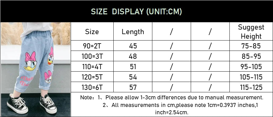 Spring Summer Children Cartoon Daisy Jeans Thin Baby Girls Loose Denim Pants Kids Fashion Casual Trousers for 2-6 Years - Tasawoq