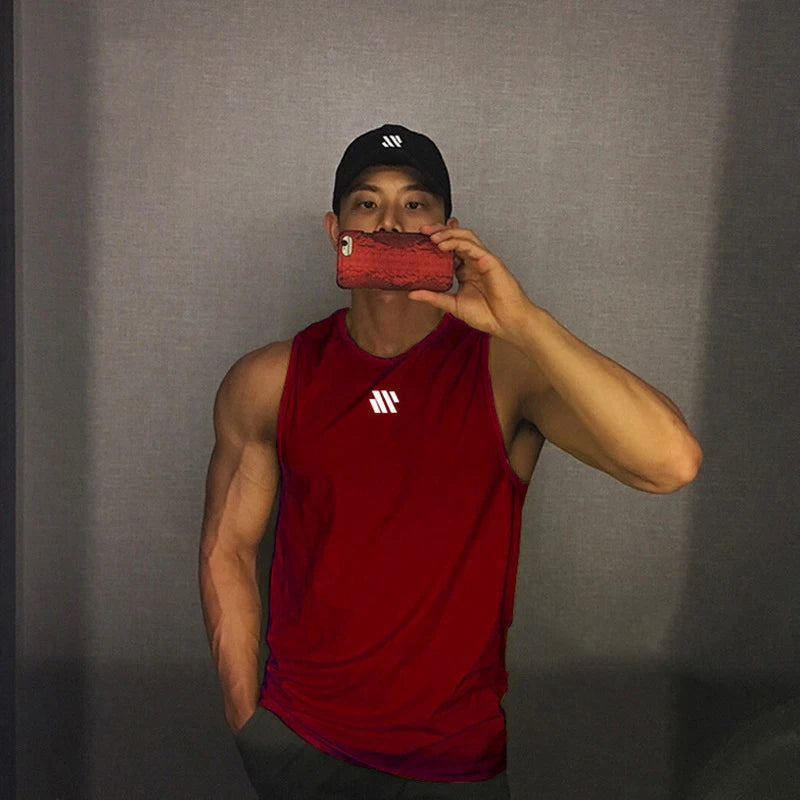 Men's tank top Summer thin running exercise fitness training vest for men Loose breathable mesh quick drying T-shirt for men - Tasawoq