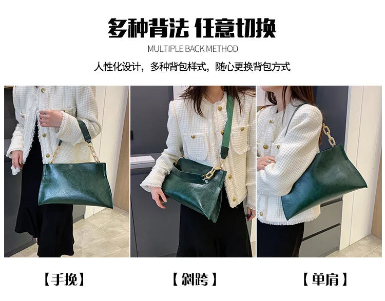 2024 New Design Handbags Women Shoulder Bag Soft Synthetic Leather Crossbody Large Capacity Fashion Female Underarm Bags - Tasawoq