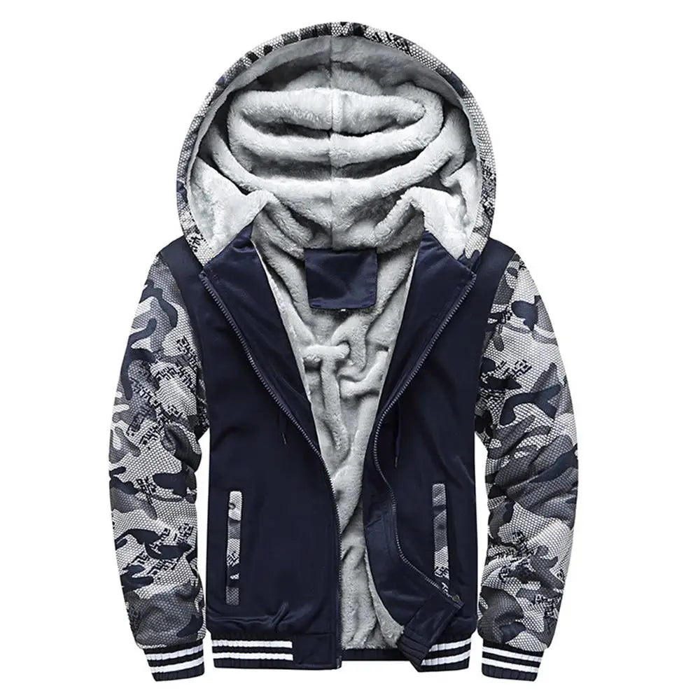 Men's Jacket Camouflage Thicken Winter Jackets for Men Fleece Long Sleeve Coat Man Casual Hoodies Streetwear Men's Coats - Tasawoq