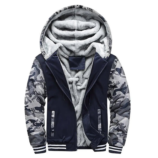 Men's Jacket Camouflage Thicken Winter Jackets for Men Fleece Long Sleeve Coat Man Casual Hoodies Streetwear Men's Coats - Tasawoq