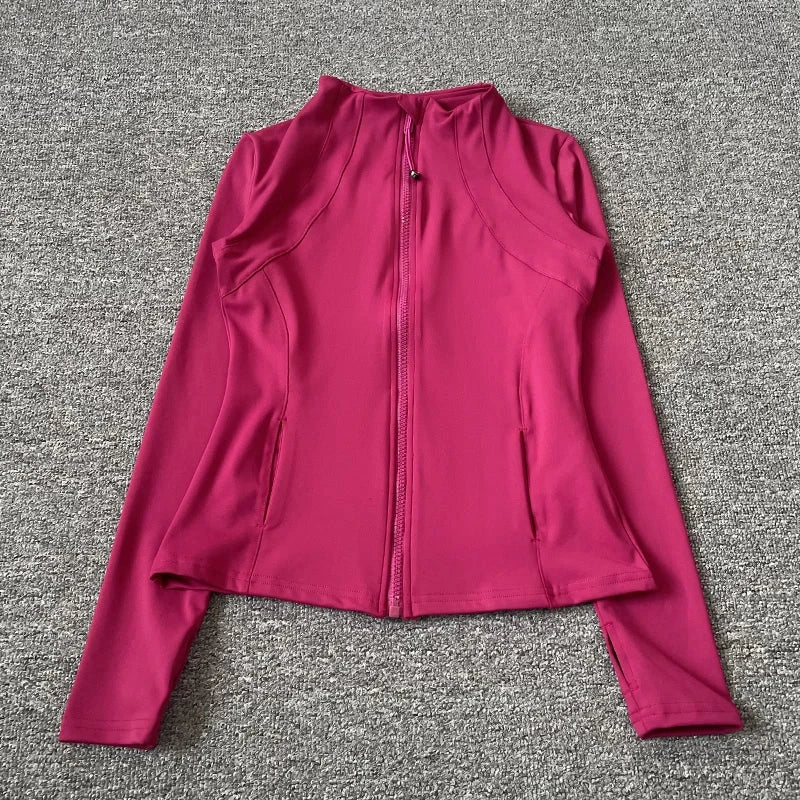 Quick Dry Stand Up Collar Fitness Jacket For Women Slim-Fit Zipper Yoga Wear Long Sleeve Breathable Running Sports Cycling Top - Tasawoq