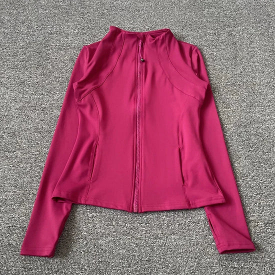 Quick Dry Stand Up Collar Fitness Jacket For Women Slim-Fit Zipper Yoga Wear Long Sleeve Breathable Running Sports Cycling Top - Tasawoq