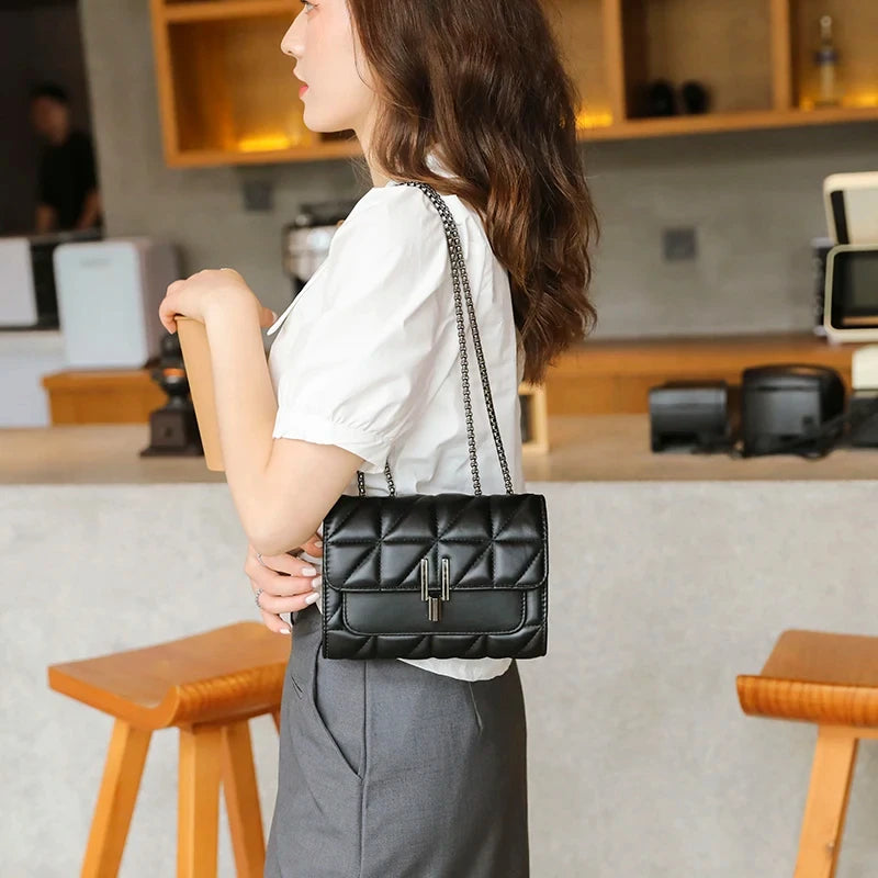 Lingge bag, chain bag, single shoulder bag, diagonal cross style crossbody bag for women - Tasawoq