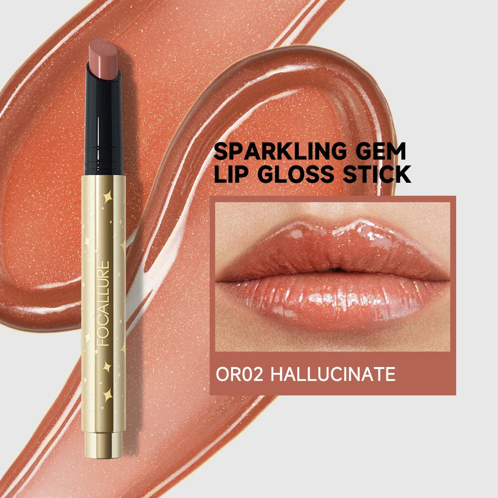 FOCALLURE Pearlescent Lip Glosses Stick Moisturizing Long Lasting Sexy Sparkling Lip Balms Shimmer Lipstick Pen Makeup Cosmetics - Tasawoq