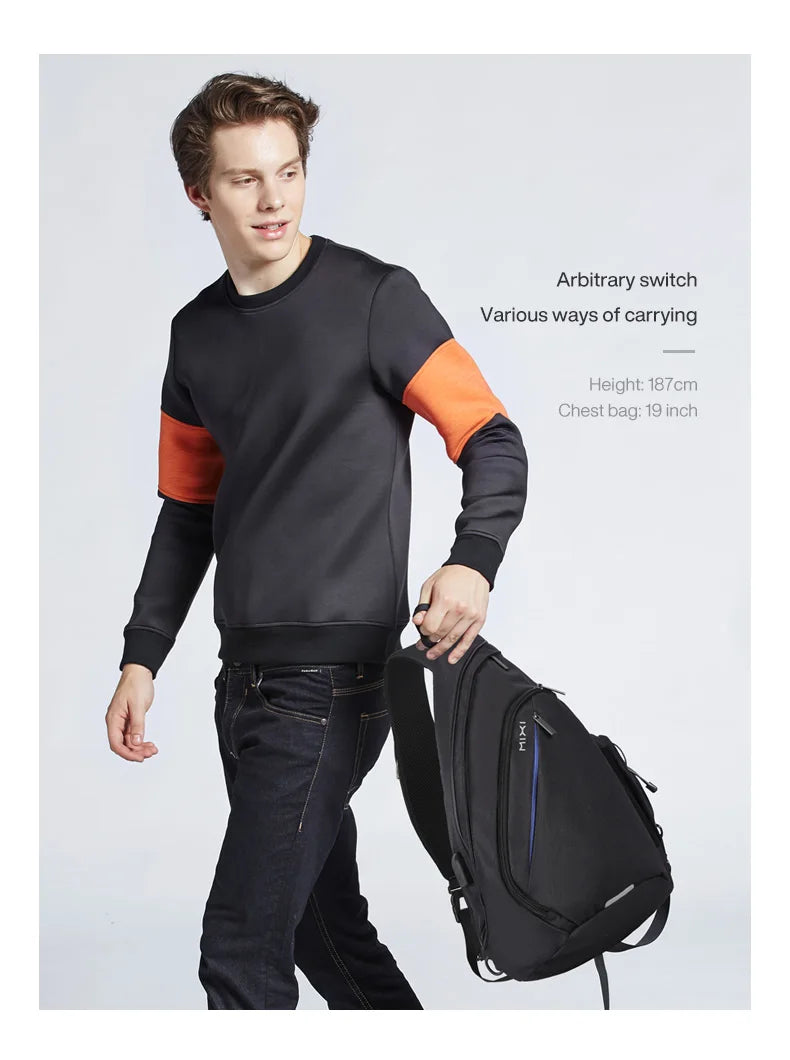 Mixi Men One Shoulder Backpack Women Sling Bag Crossbody USB Boys Cycling Sports Travel Versatile Fashion Bag Student School - Tasawoq
