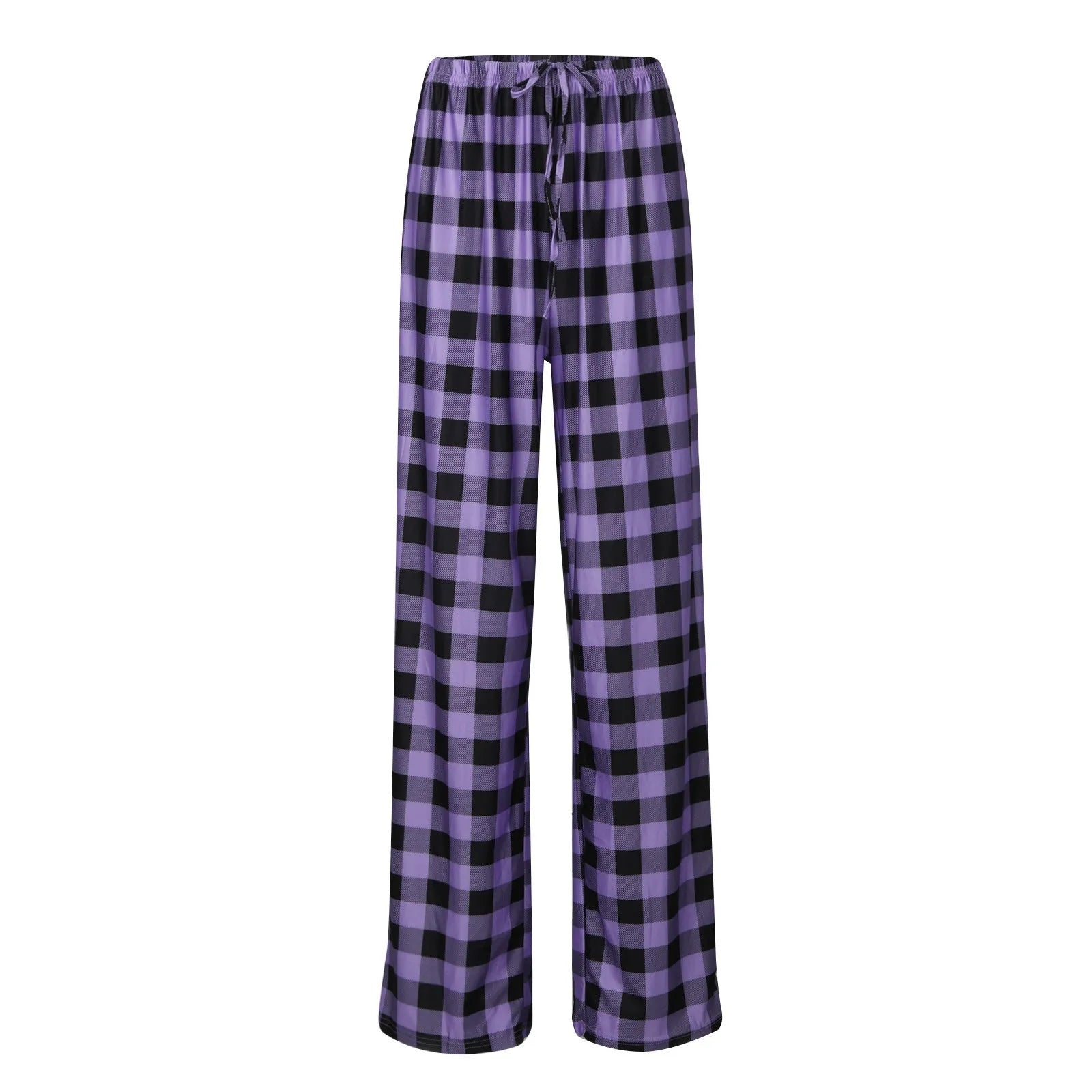 Women Christmas Pajama pants Autumn Winter Plaid Printed Pants Fashion Casual Wide Leg Pants Clothing Streetwear - Tasawoq