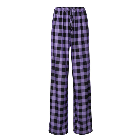 Women Christmas Pajama pants Autumn Winter Plaid Printed Pants Fashion Casual Wide Leg Pants Clothing Streetwear - Tasawoq