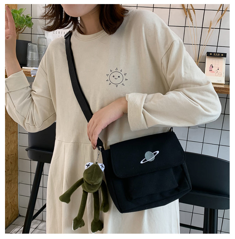 Casual Collage Student Messenger Bag Women Small Bag Canvas Shoulder Bag For Women Print Crossbody Bags Bolsas Sac - Tasawoq