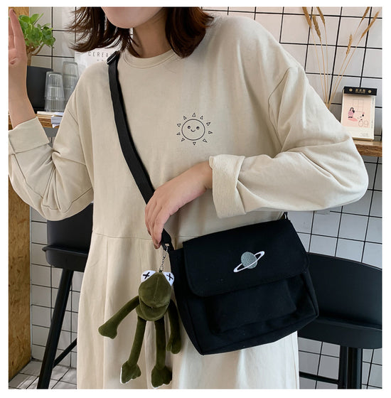 Casual Collage Student Messenger Bag Women Small Bag Canvas Shoulder Bag For Women Print Crossbody Bags Bolsas Sac - Tasawoq