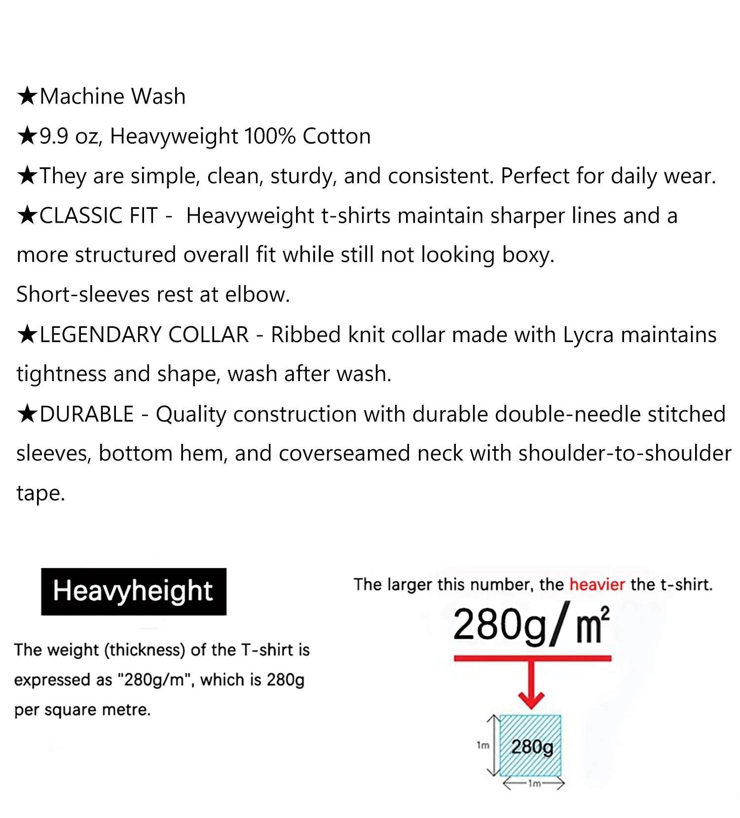 Dukeen 280gsm Oversized Heavy T-Shirt for Men Summer Short Sleeve Tee Cotton Solid Color Top Casual T Shirts One Piece - Tasawoq