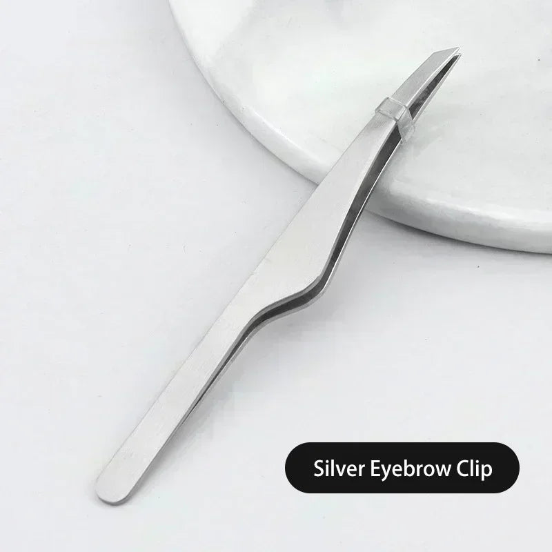 Hair Removal Tweezers Stainless Steel Eyebrow Tweezers Slant Tip Point Tip Flat Tip Rose Gold Silver Black Cosmetic Makeup Tools - Tasawoq