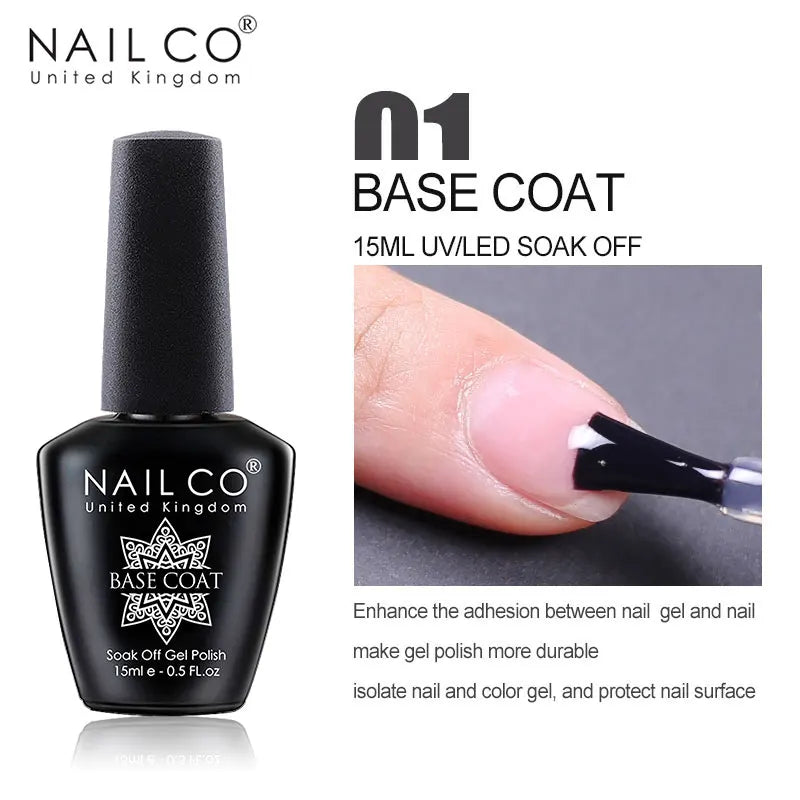 NAILCO 15ml Top Coat And Base Coat Art Design Gel Nail Polish UV Top Base Coat UV LED Soak Off Gel For Nail Decoration Varnish - Tasawoq