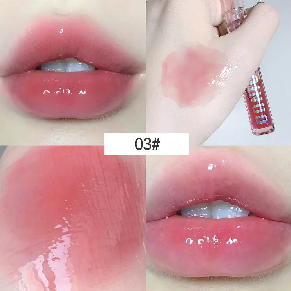 4 PCS Water-gloss Mirror Jelly Lip Gloss Moisturizes Lips Shimmers With Fine Pearls Brightens Lip Color - Tasawoq