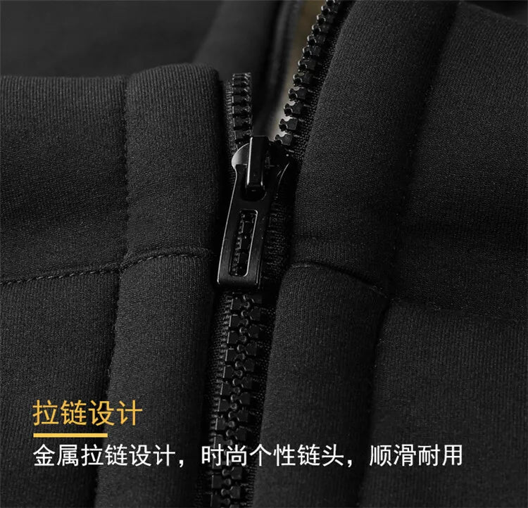 Winter Lambswool Coats Thicken Warm Jackets Long Sleeve Zipper Hoodies Casual Sports Fleece Black Coat Hooded Men Women Jacket - Tasawoq