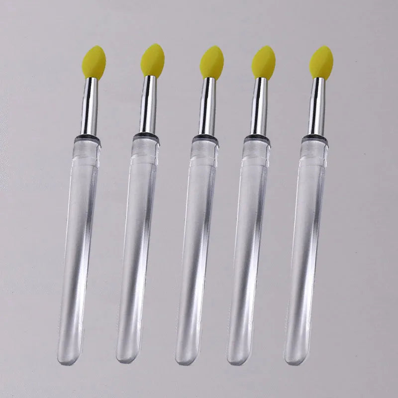 1/3/5pcs Flat Silicone Applicator Sticks Reusable Lip Brush With Cover For Dust Prevention Silicone Nail Powder Applying Tools - Tasawoq