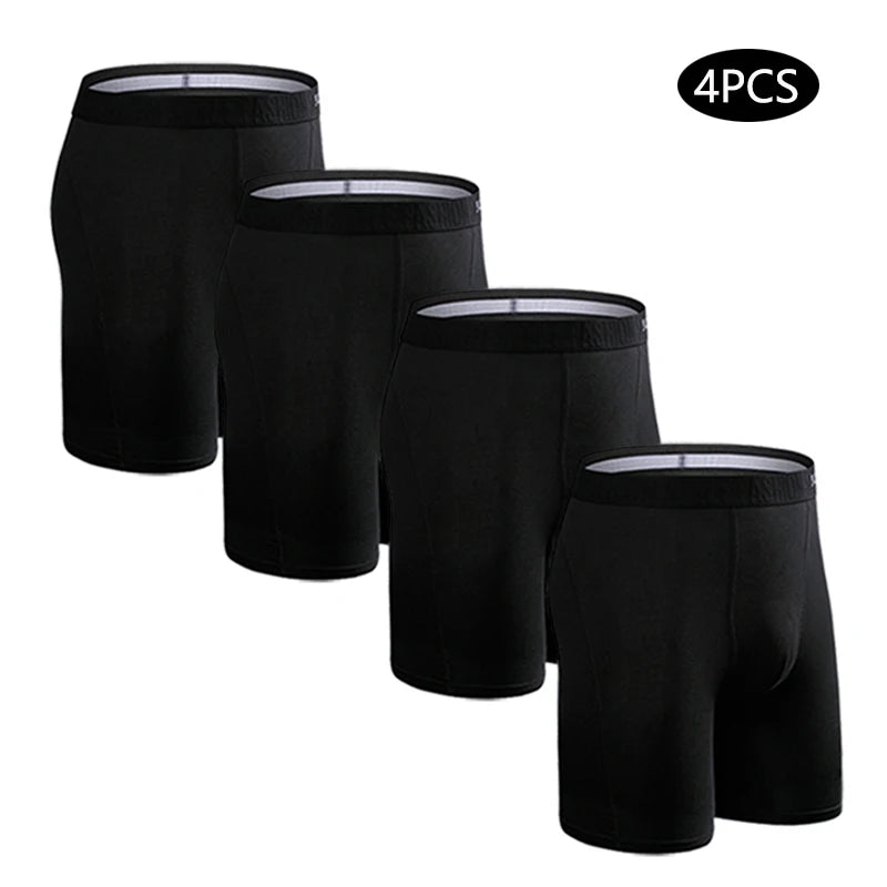 4pcs long boxers for men underwear plus size Men's panties sexy long leg underpants cotton Mens boxer shorts fashion male Trunk - Tasawoq
