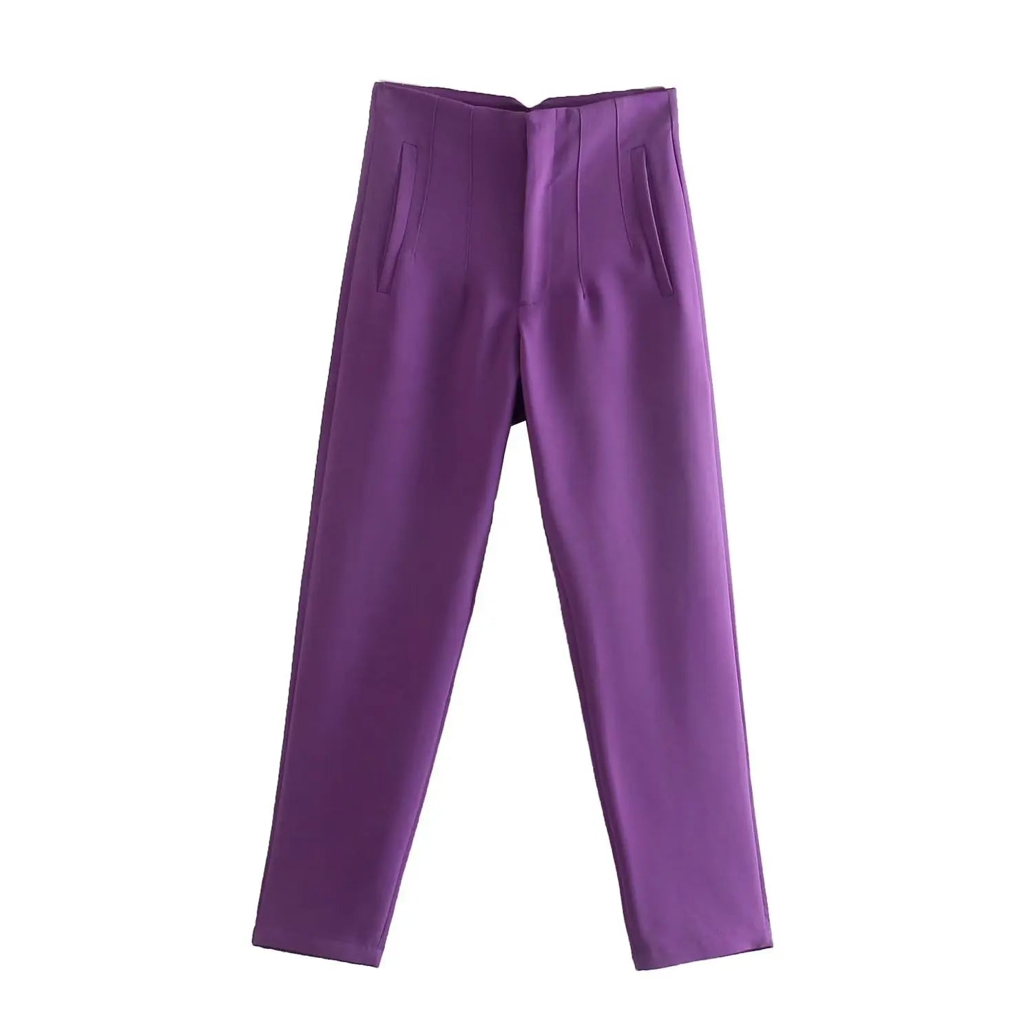 Willshela Women Fashion Straight Pants High Waist Front Zipper Trousers Vintage Full Length Female Chic Lady - Tasawoq