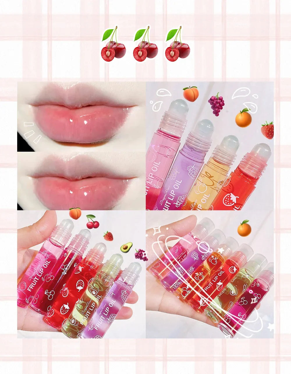 Roll-On Lip Oil, Moisturizing and Hydrating Lip Gloss, Nourishing Lip Balm Liquid for Smooth and Soft Lips, Long-Lasting Shine - Tasawoq