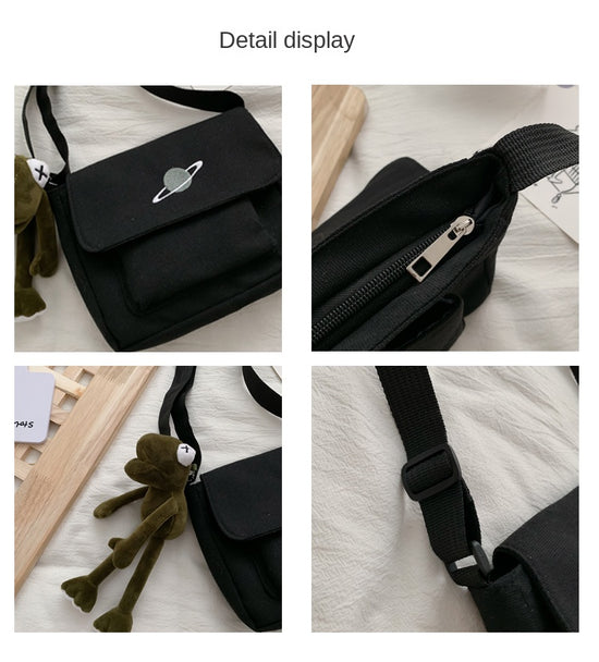 Casual Collage Student Messenger Bag Women Small Bag Canvas Shoulder Bag For Women Print Crossbody Bags Bolsas Sac - Tasawoq