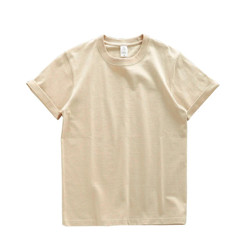 Dukeen 280gsm Oversized Heavy T-Shirt for Men Summer Short Sleeve Tee Cotton Solid Color Top Casual T Shirts One Piece - Tasawoq
