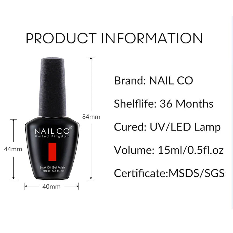 NAILCO Red Colors Series 15ML Nail Gel Polish Nail Supplies Semi Permanent For Nail Art Manicure Soak Off LED UV Hybrid Varnish - Tasawoq