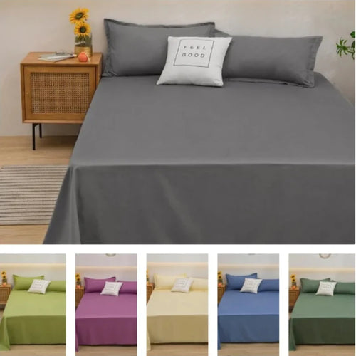 1 pc Bed Flat Sheet for Double Bed Plain Solid Color Top Sheets Single/Queen/King Flat Bedsheets Soft Home Bed Linen Sheets