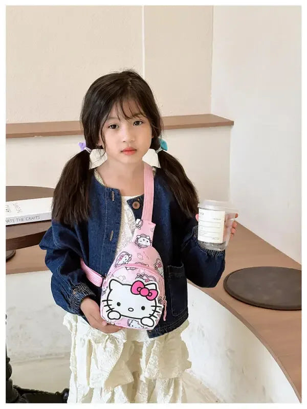 Kawaii Sanrio Hello Kitty Chest Bag Crossbody Bags Kuromi My Melody Cinnamoroll Messenger Shoulder Handbag for Women Toys Girls - Tasawoq