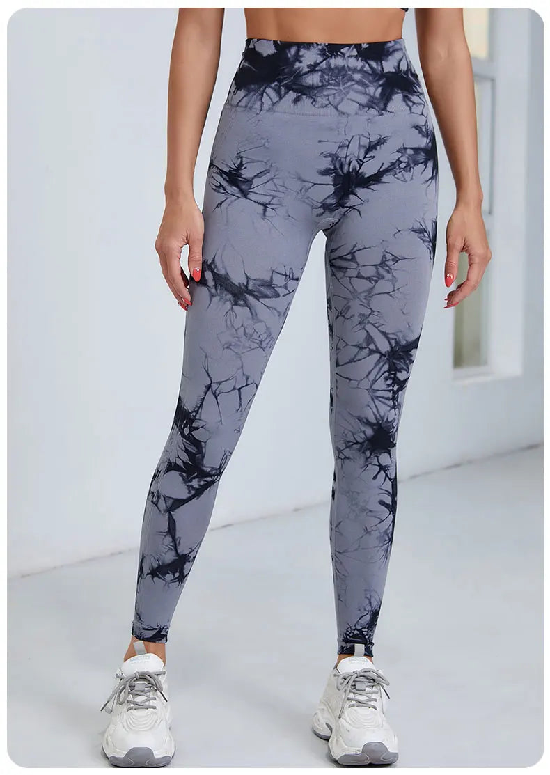 Tie Dye Yoga Pants Sport Leggings Women Seamless High Waist Push Up Woman Tights Fitness Workout Leggins Gym Clothing 2023 New - Tasawoq