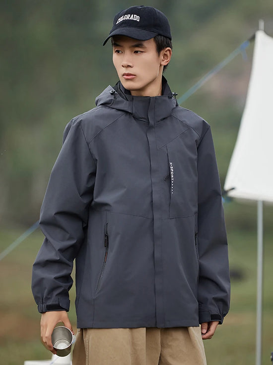 Spring Autumn Casual Jacket Men/Women Outdoor Waterproof and Windproof Hooded Windbreaker Coats - Tasawoq