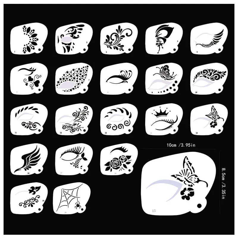Face Paint Stencils Professional Body Art Paint Stencils Reusable For Adults Kids Easily Use Templates For Parties Makeup Tools - Tasawoq