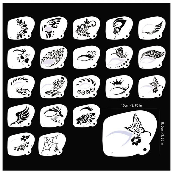Face Paint Stencils Professional Body Art Paint Stencils Reusable For Adults Kids Easily Use Templates For Parties Makeup Tools - Tasawoq