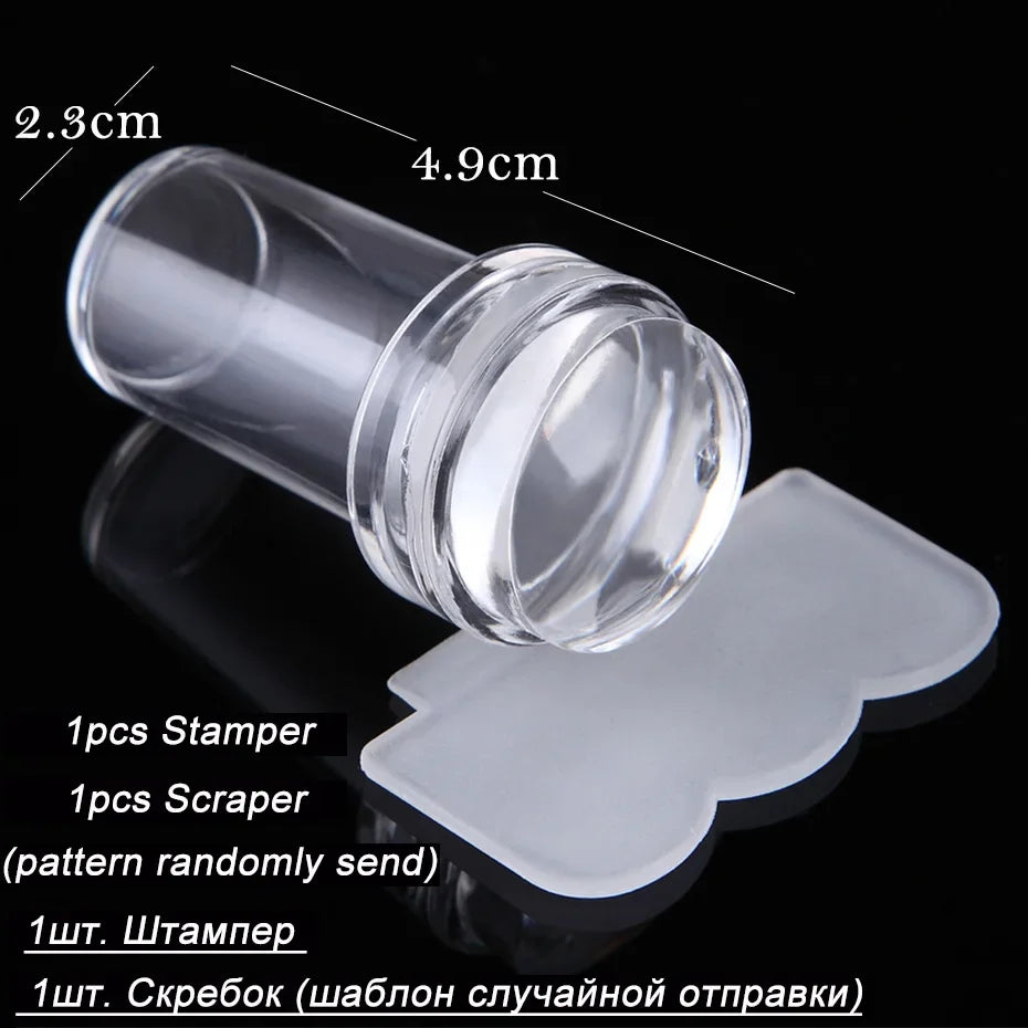Nail Stamping Plates Pure Clear Jelly Nails Art Stamper Scraper Set Print Silicone Marshmallow Design Manicure Accessories Tool - Tasawoq